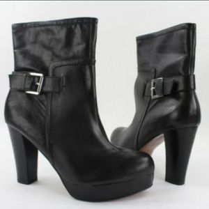 Marc Fisher || black Harlie platform chunky heel booties